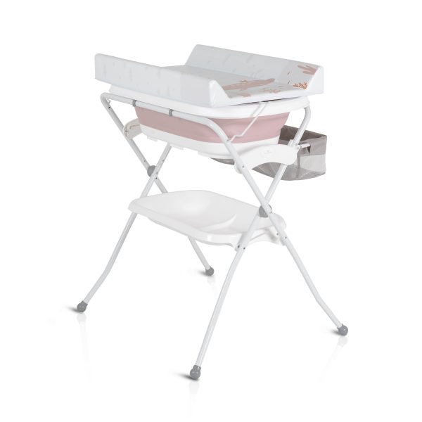Baby foldable bathtub with stand and changing table Como Pink