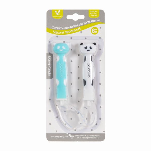 Set of silicone spoons Baby panda boy F1607