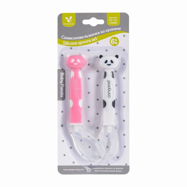 Set of silicone spoons Baby panda girl F1607