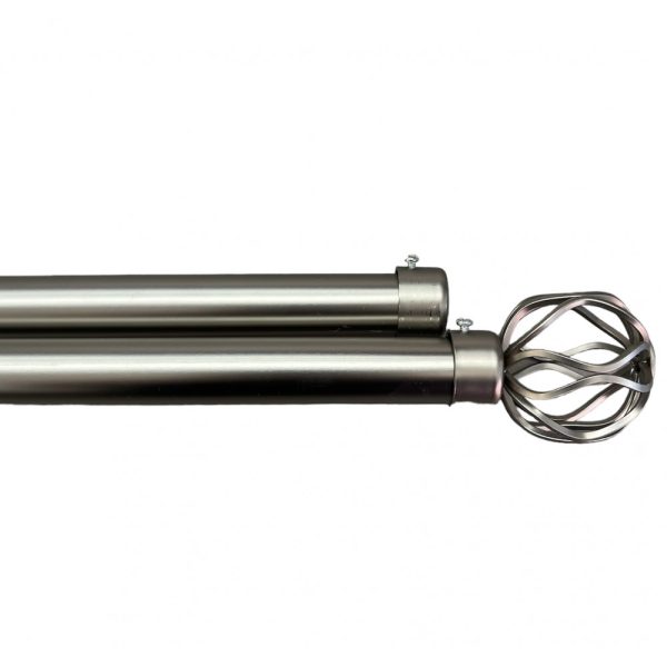 Διπλό Κουρτινόξυλο Inox 160 Εώς 310cm 28mm JHDBX-XONTRODIPLO160-Ασημί Ματ