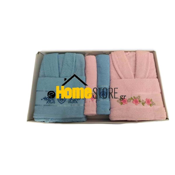 Σετ Μπουρνούζια Μπλε-Ροζ