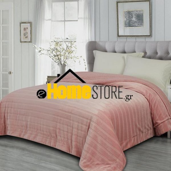 Υπέρδιπλη Κουβέρτα Προβατάκι 220Χ240 ( Milky Powder - Pink)