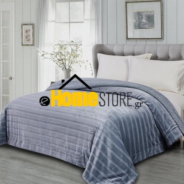 Υπέρδιπλη Κουβέρτα Προβατάκι 220Χ240 ( Milky Powder -Silver)