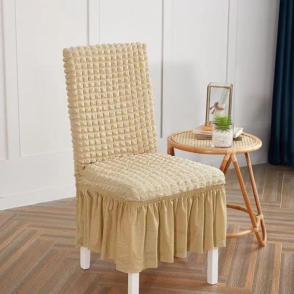 Σετ Ελαστικά Καλύμματα Καρέκλας Με Πλάτη Και Βολάν 6 Τεμάχια -ΜΠΕΖ