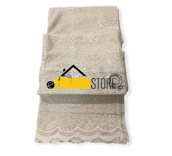 Έτοιμη κουρτίνα με κρίκους μέτριας σκίασης-Δαντέλα 270X280