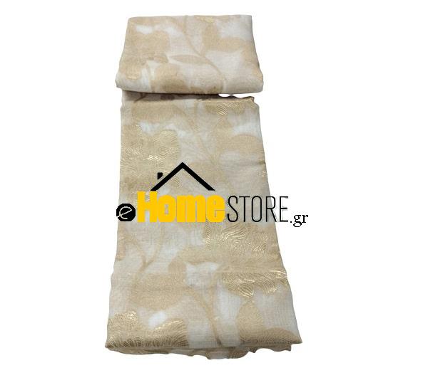 Έτοιμη κουρτίνα με τρέσα μέτριας σκίασης – Γάζα 270X280