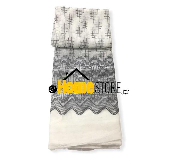 Έτοιμη κουρτίνα με τρέσα μέτριας σκίασης – Γάζα 270X280