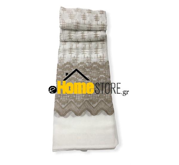 Έτοιμη κουρτίνα με τρέσα μέτριας σκίασης – Γάζα 270X280