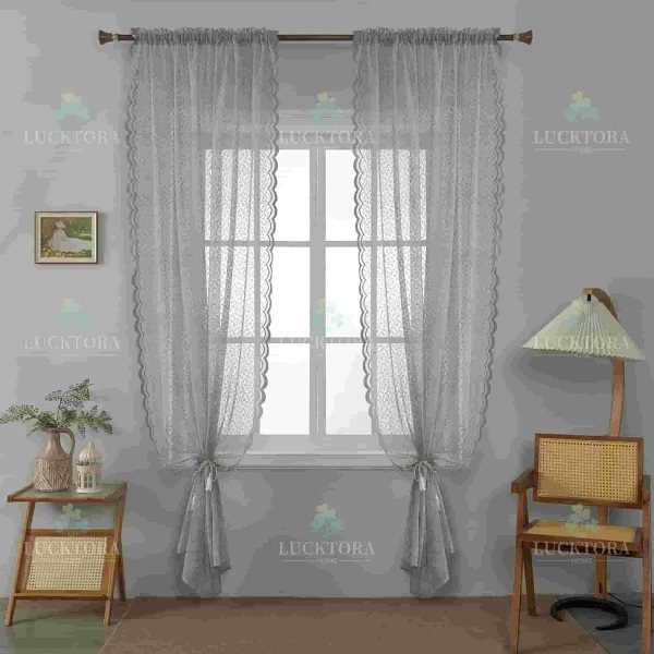 Έτοιμη κουρτίνα με κρίκο δαντέλα 295x260