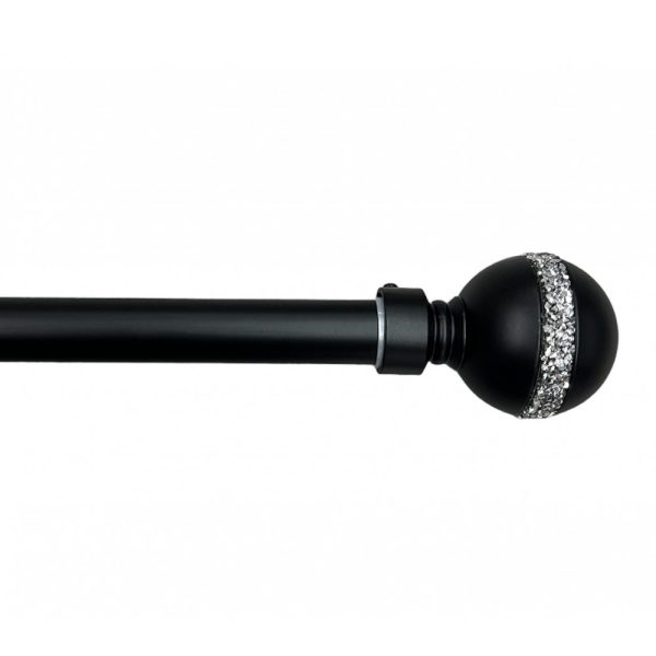 Μονό Κουρτινόξυλο Inox 120 Εώς 210cm 28mm YQSZ-XONTROMONO120-Μαύρο