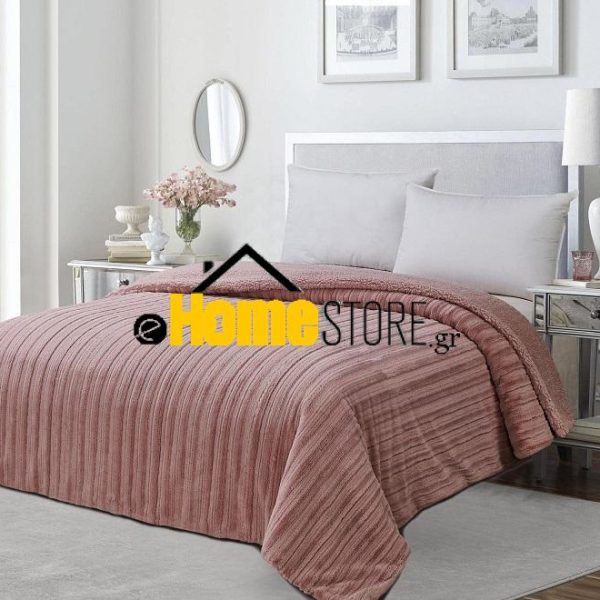 Υπέρδιπλη Κουβέρτα Προβατάκι 220Χ240  (Luxury Rabbit Fur3 - Pink)
