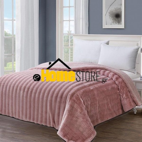 Υπέρδιπλη Κουβέρτα Προβατάκι 220Χ240 ( Luxuri Rabbit Fur2 - Pink)