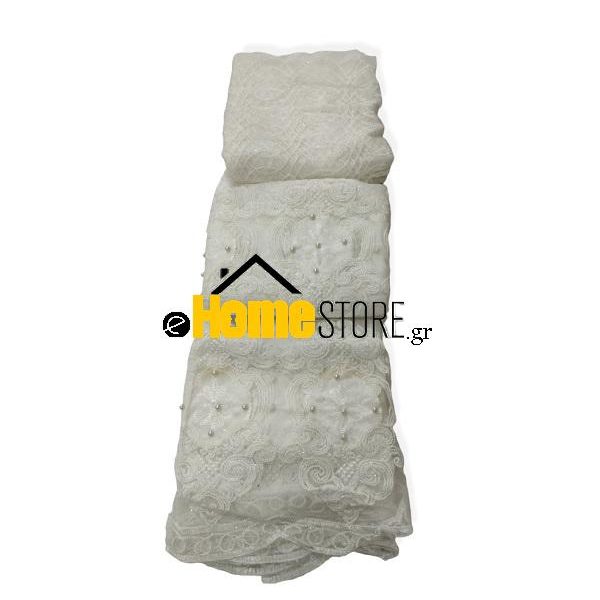 Έτοιμη κουρτίνα με κρίκους μέτριας σκίασης – Δαντέλα 270X280