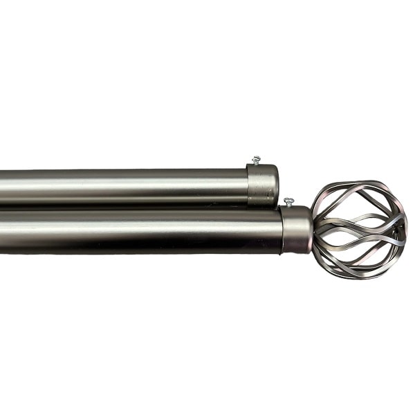 Διπλό Κουρτινόξυλο Inox 120 Εώς 210cm 28mm JHDBX-XONTRODIPLO120-Ασημί Ματ