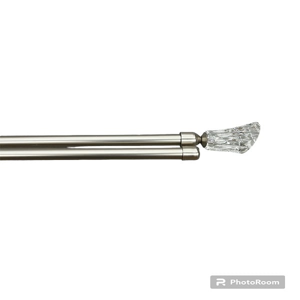 Διπλό Κουρτινόξυλο Inox 120 Εώς 210cm 19mm SJSB-LEPTODIPLO120-Ασημί Ματ