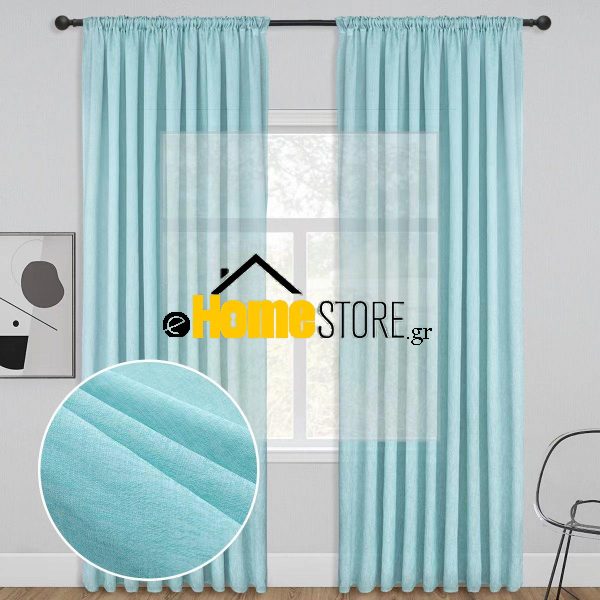 light blue-Κουρτίνα ημιδιαφανές με τρέσα 270 – 280
