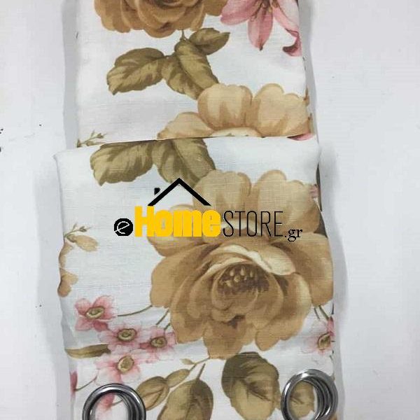 Έτοιμη κουρτίνα με κρίκους πλήρης σκίασης – Λινό 270X280