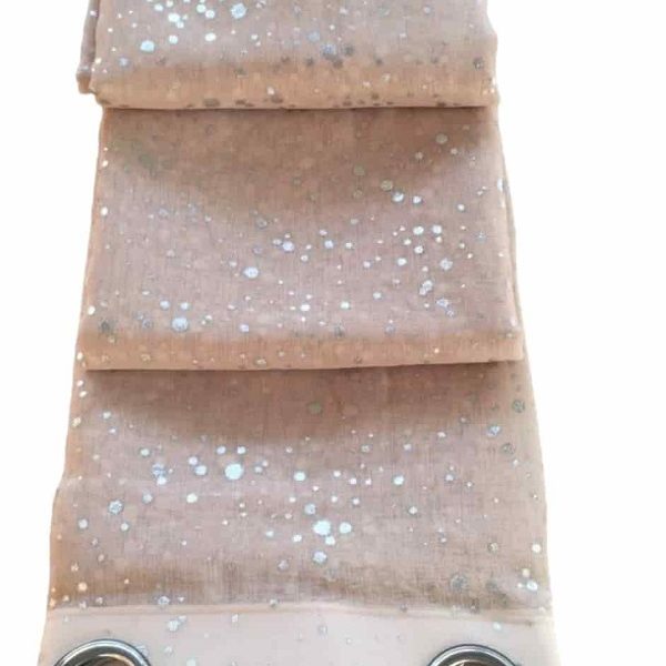 Έτοιμη κουρτίνα με κρίκους πον-πον ημιδιαφανή 270×280 cm