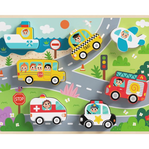 Tooky Toy Chunky puzzle - transportation 9 pcs TH634